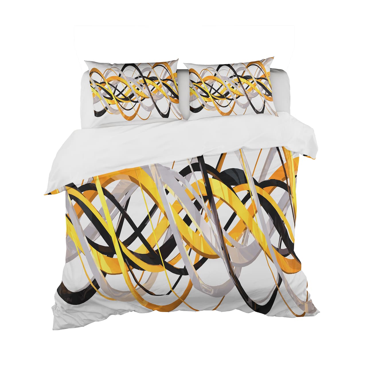 Designart 'Gold and Silver Helix' Modern & Contemporary Bedding Set - Duvet Cover & Shams